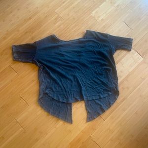 Free people faded black ribbed top with  low v neck split back